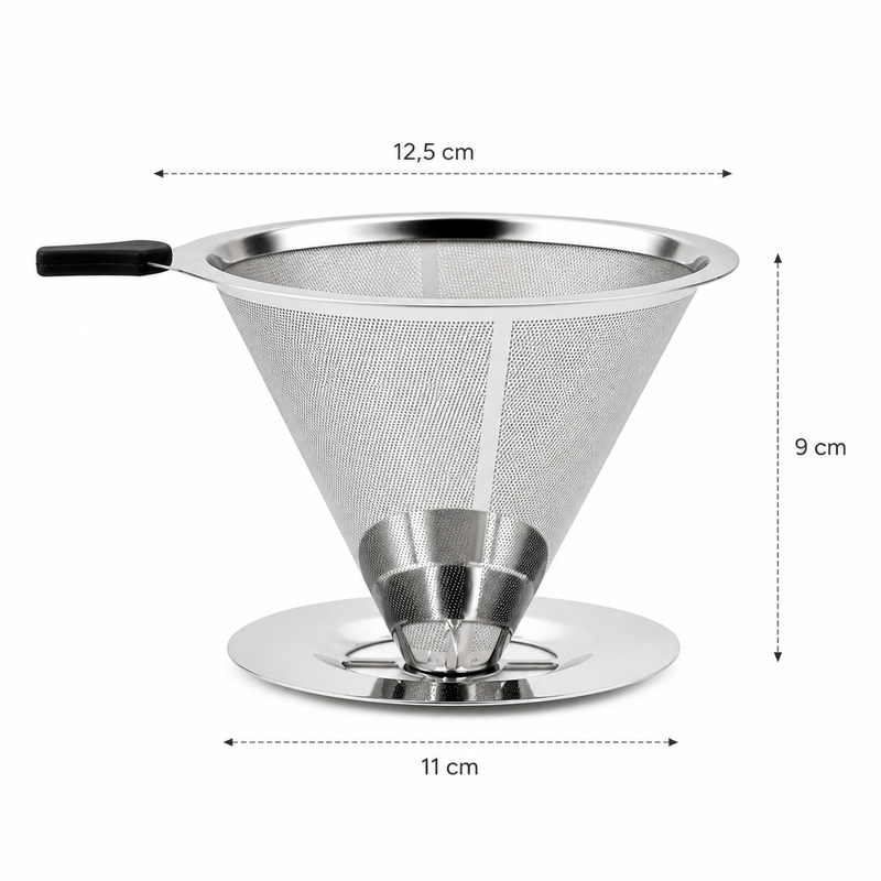 Filtro de café de aço inox com base reutilizável